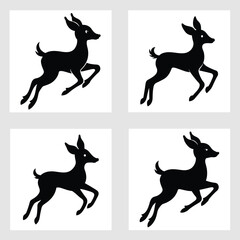 Silhouette vector illustration of a running deer baby bundle