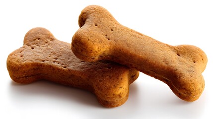 Dog Bone Shaped Treats on White Background for Pets and Canine Nutrition Ads