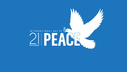 International Day of Peace. with bird carries an olive branch in its beak, 21 September