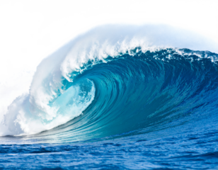 Water blue wave splash isolated a transparent background