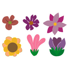 Colorful Garden Flowers Vector Illustration