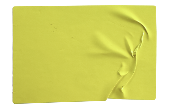 Transparent png of yellow rectangular paper sticker label.