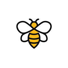 Cartoon Bee with Black Stripes, Round Eyes, and a Gentle Smile Illustration