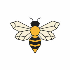 Cheerful Cartoon Bee with Smiling Face and White Wings