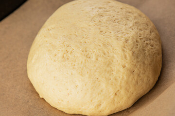Dough raw cooking yeast, flour, water tasty snack fresh delicious gourmet food background on the table rustic food top view copy space