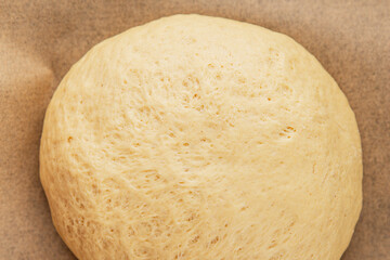 Dough raw cooking yeast, flour, water tasty snack fresh delicious gourmet food background on the table rustic food top view copy space