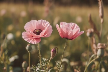 Lovely Pink Poppies in Bloom