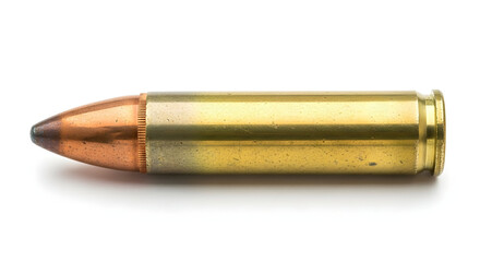 Brass Cartridge: Close-up of a Rifle Bullet, Detailed Texture
