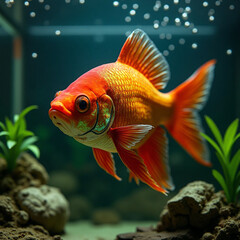 Goldfish, fish, water, underwater, swimming fish, orange fish, pets, aquatic animals Generative AI