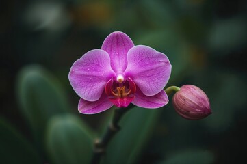 Obraz premium Gorgeous pink orchid blossom in nature