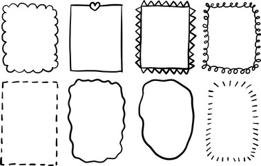 Whimsical Wedding Banners set. Outline Hand Drawn Ribbon Bow Frames collection