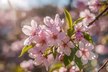 Fototapeta premium Gorgeous rosy blossoms resembling cherry petals