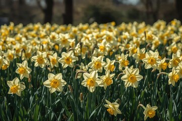 Radiant Yellow Flowers Flourishing in a Bright Meadow, Perfect for a Spring Scene