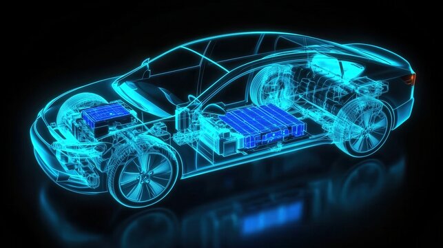 X-ray view of an electric car - Powered by Adobe
