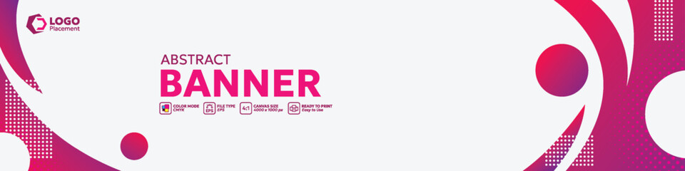 Minimalist abstract banner design template with dynamic shapes composition