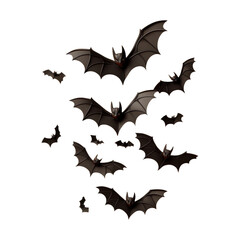 Naklejka premium Collection of 3D bats in various flying poses