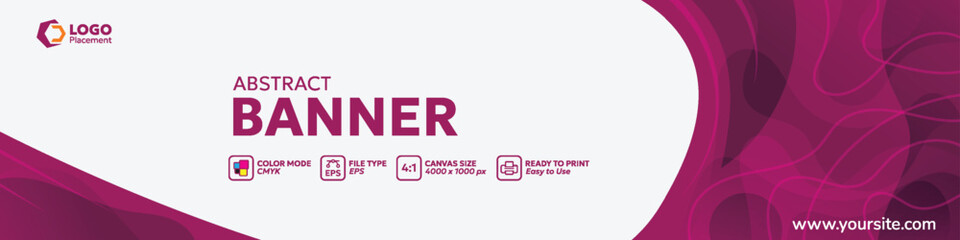 Minimalist abstract banner design template with dynamic shapes composition