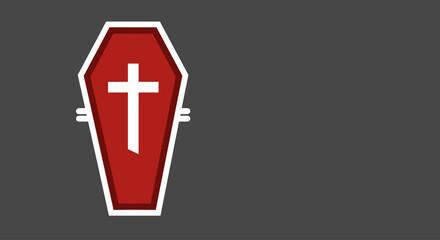 Flat Coffin with Cross Illustration