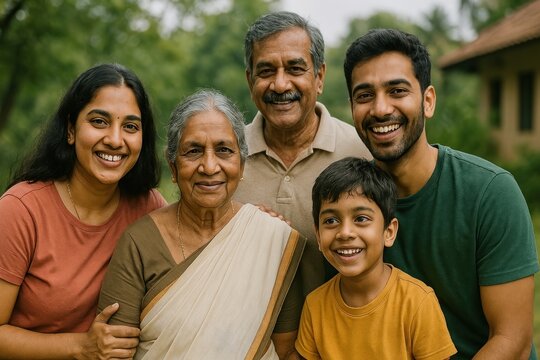 Happy multigenerational family outdoors