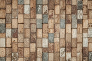 The orderly pattern of vintage brick textures on the wall is visually appealing