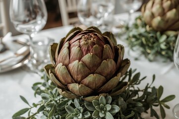 Obraz premium Using Artichokes for Table Decoration