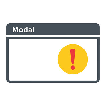 Simplified graphic depicting a modal window with a prominent warning symbol, indicating an alert.