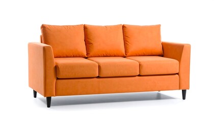 Orange couch isolated on white