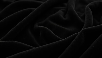 Obraz premium Deep black fabric with soft ripples and subtle texture creates a mesmerizing background for designers