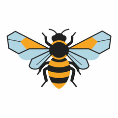 Stylized Bee with Detailed Wings and Bold Yellow and Black Stripes