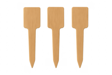 Wooden plant markers with transparent background for easy editing