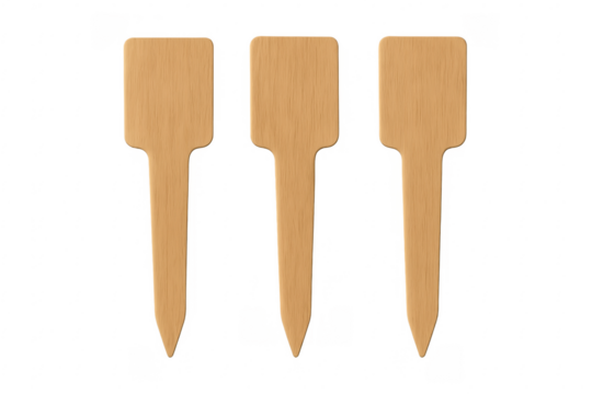 Wooden plant markers with transparent background for easy editing