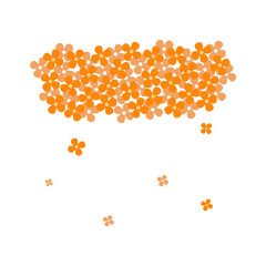 Collection of cheerful orange flowers with scattered petals creating a whimsical, nature-inspired graphic design element.