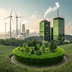 city skyline with trees