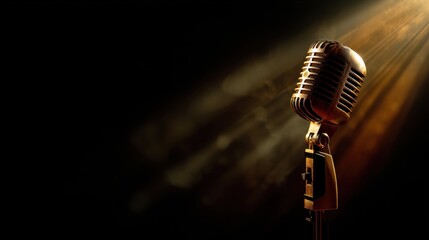 Illuminated Vintage Microphone on Stand