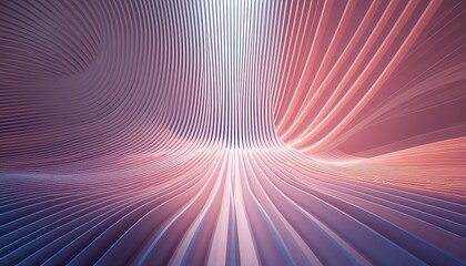 Abstract parallel lines creating a futuristic tunnel with soft pink and purple hues and elegant flow