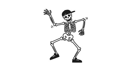 Flat Dancing Skeleton