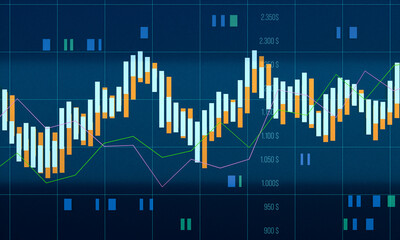Abstract stock market chart and graph. Investment, trading, risk, financial market.