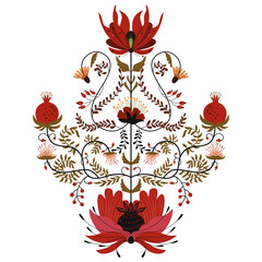 Delicate autumn floral composition with rustic folk style and wild charm