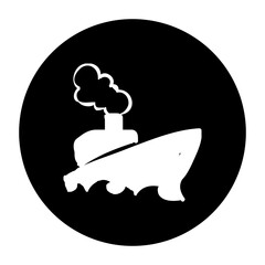 black and white illustration of ship icon