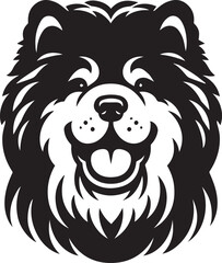 Fototapeta premium Cute Fluffy Chow Chow Dog Vector Silhouette Illustration – Black and White Pet Art Design