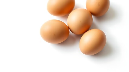 Fresh brown eggs on a white background, emphasizing simplicity and natural food.