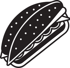 Vector illustration of abstract food and animal icons including bread, fish, and sea creatures with a black and white background