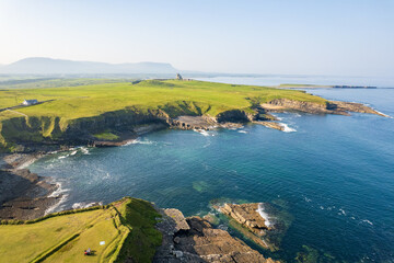 Classiebawn Castle aerial drone view on Sligo coast