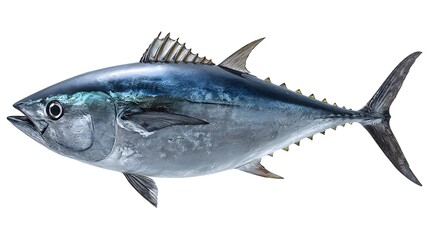 Fototapeta premium Stunning Bluefin Tuna Fish Isolated on White Background for Graphic Design Projects