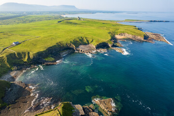 Classiebawn Castle aerial drone view on Sligo coast