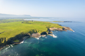 Classiebawn Castle aerial drone view on Sligo coast
