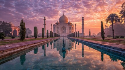 Majestic Taj Mahal A Stunning Reflection on Water Capturing the Architectural Grandeur of Indias Iconic Landmark