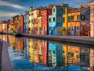 Obraz premium Vibrant Colors of Burano A Photorealistic Exploration of the Colorful Venetian Island