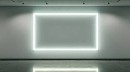 Empty gallery wall with neon frame