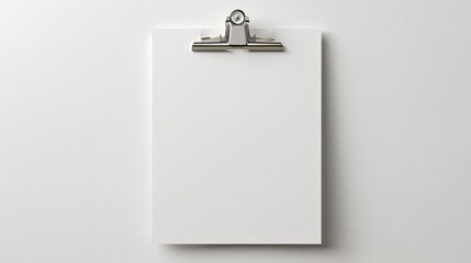 Blank sheet of paper with metal clip